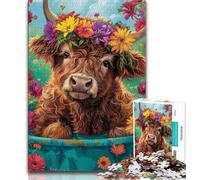 Rompecabezas de 1000 Piezas para Adolescentes, Regalo de Vaca de Las Tierras Altas, para aliviar el estrés, Pasar el rato en casa, interacción Entre Padres e Hijos, 38x26cm