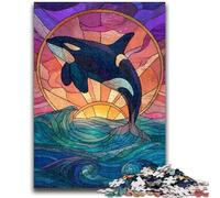 Rompecabezas de 1000 Piezas para Adolescentes, Regalo de vidrieras, Ballena Azul, Juegos educativos, decoración del hogar, Regalo de cumpleaños, Regalos para Mayores de 14 años, 50x75cm