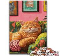Rompecabezas de 1000 Piezas para Adolescentes, Regalo, Gato Jugando con una Bola de Lana, Juguetes educativos, antiestrés, Adecuado para decoración de Escritorio, 50x75cm