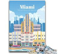 Rompecabezas de 1000 Piezas para Adolescentes, Regalo para Viajar a Miami, un desafío difícil Que fomenta el Amor en Pareja (tamaño 38x52cm)