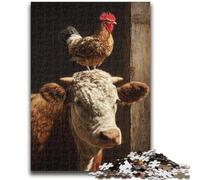 Rompecabezas de 1000 Piezas para Adolescentes, Regalos de Cabeza de Vaca con Gallo para Mayores de 14 años, para diversión Familiar y Noches de Juegos, Juguetes de Regalo de 26x38cm