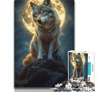 Rompecabezas de 1000 Piezas para Adolescentes, Regalos de Lobo bajo la Luna, Juguetes, Juegos educativos, Alivio del estrés, Mejora el Amor en Pareja, 38x26cm
