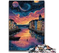 Rompecabezas de 1000 Piezas para Adolescentes, Regalos, Italia bajo el Cielo Nocturno, Juguetes educativos, Juegos antiestrés, adecuados para decoración de Escritorio, 26x38cm