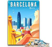 Rompecabezas de 1000 Piezas para Adolescentes, Regalos para España, Barcelona, Viajes, Arte, antiestrés, desafío difícil, Potencia el Amor en Pareja (tamaño 38x26cm)
