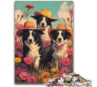 Rompecabezas de 1000 Piezas para Adolescentes, Regalos, Vaqueras, Perros en Flores Silvestres, Juegos educativos, decoración del hogar, Toda la Familia, 26x38cm