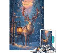 Rompecabezas de 1000 piezas para adolescentes Renos en un país de las maravillas invernal Rompecabezas para adultos Juego práctico para aliviar el estrés Juego desafiante Regalo ideal (Tamaño 38x52cm)