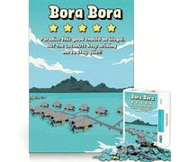 Rompecabezas de 1000 Piezas para Adolescentes Reseña de Bora Bora,Póster Divertido paradisíaco,Arte de Corte preciso,Juguete para ejercitar el Cerebro,Tiempo de Juego Relajante,Juego Divertido