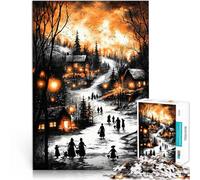 Rompecabezas de 1000 Piezas para Adolescentes Resplandor Invernal Vintage Difícil Difícil Cada Pieza es única: un desafiante y Divertido Juego Familiar 38x26cm