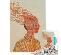 Rompecabezas de 1000 Piezas para Adolescentes Retrato Abstracto con Rayas Diversión en casa Juego de ensamblaje de Patrones para Relajarse para Mayores de 14 años 38x52cm