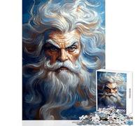 Rompecabezas de 1000 Piezas para Adolescentes Retrato de Anciano poderoso decoración del hogar Juguetes Obras de Arte Regalo Juegos Divertidos Lista de Deseos con Papá Noel (tamaño 38x52cm)