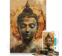 Rompecabezas de 1000 Piezas para Adolescentes Retrato de Buda con Mandala Dorado,Bordes limpios,Juego de concentración Mental,Juego Lento,Divertido,Regalo de cumpleaños (38x52cm)