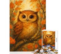 Rompecabezas de 1000 Piezas para Adolescentes Retrato de búho otoñal Juguete Educativo Gran Regalo y Juego Relajante Ayuda a ejercitar el Cerebro tamaño 50x75cm