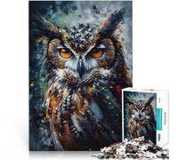 Rompecabezas de 1000 Piezas para Adolescentes Retrato de búho Pintado al óleo desafío Educativo Decoración artística del hogar 38x26cm