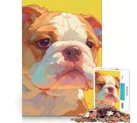 Rompecabezas de 1000 Piezas para Adolescentes Retrato de Bulldog,Ajuste, Juego,Desarrollo Mental,diversión,Ocio,Navidad,decoración del hogar (50x75cm)