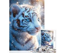 Rompecabezas de 1000 Piezas para Adolescentes Retrato de Cachorro de Tigre Blanco Juguetes de decoración para el hogar Grandes Regalos y Juguetes Juego Familiar interacción Entre Padres e Hijos