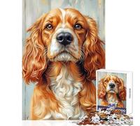 Rompecabezas de 1000 Piezas para Adolescentes Retrato de Cocker Spaniel Dorado Juguetes antiestrés Grandes Regalos y Juguetes Juego de ingenio Entrena tu Cerebro y Tus Manos tamaño 38x26cm