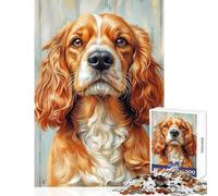 Rompecabezas de 1000 Piezas para Adolescentes Retrato de Cocker Spaniel Dorado Juguetes antiestrés Regalos de Amigo Invisible Juego de ingenio desafiante para completar tamaño 50x75cm