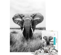Rompecabezas de 1000 Piezas para Adolescentes Retrato de Elefante en Escala de Grises Ayuda a ejercitar el Cerebro Diversión Familiar Juegos educativos para Mayores de 14 años Juego de Rompecabezas
