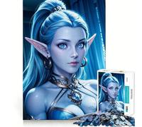 Rompecabezas de 1000 Piezas para Adolescentes Retrato de Elfo de Ojos Azules,articulaciones Suaves,diversión,Juego Mental,Regalo,Juego Relajante,Arte navideño para el Tiempo Libre 38x52cm