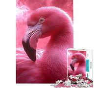 Rompecabezas de 1000 Piezas para Adolescentes Retrato de Flamenco Rosa con Fondo Ahumado Diversión para Hacer en casa Un Juguete de Bricolaje Ideal para niños de 14 años en adelante (38x52cm)