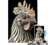 Rompecabezas de 1000 Piezas para Adolescentes Retrato de Gallo Dorado Juego práctico y Divertido para Cultivar la Paciencia Regalo Ideal para cumpleaños y decoración del hogar (tamaño 38x26cm)
