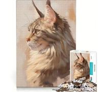 Rompecabezas de 1000 Piezas para Adolescentes Retrato de Gato Maine Coon Juego Divertido ejercita tu Cerebro y Tus Manos Mejora el Amor Entre Parejas 38x26cm