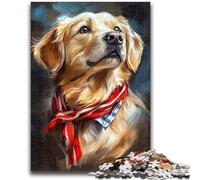 Rompecabezas de 1000 Piezas para Adolescentes, Retrato de Golden Retriever, Ideal para aliviar el estrés, desafío difícil, Regalo de Amigo Secreto (38x26cm)