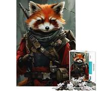 Rompecabezas de 1000 Piezas para Adolescentes Retrato de Guerrero Panda Rojo antropomórfico Ayuda a ejercitar el Cerebro Regalo de cumpleaños Juguete Decorativo para la Pared Apto para Mayores