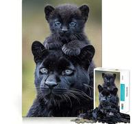 Rompecabezas de 1000 Piezas para Adolescentes Retrato de la Madre y el Cachorro de la Pantera Negra Diversión con articulaciones Suaves,Regalo para ejercitar la Mente,Juego Relajante,Arte navideño