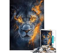 Rompecabezas de 1000 Piezas para Adolescentes Retrato de león ardiente Diversión en casa Mejora la Memoria Juegos Familiares Apto para Mayores de 14 años (38x26cm)