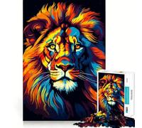 Rompecabezas de 1000 Piezas para Adolescentes Retrato de león,Arte pixelado,Corte preciso,Juguete Inteligente para ejercitar el Cerebro,Tiempo de Juego Relajante,Actividad de cumpleaños (38x26cm)