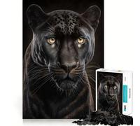 Rompecabezas de 1000 Piezas para Adolescentes Retrato de Leopardo Negro,articulaciones Suaves,Divertido Juego Mental,Regalo,Juego Relajante,Arte navideño para el Tiempo Libre 50x75cm