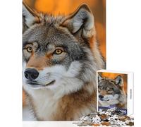 Rompecabezas de 1000 Piezas para Adolescentes Retrato de Lobo en un Bosque otoñal Juegos educativos Juguete didáctico para Aprender Decoración de Pared Fomenta el Amor Entre Parejas (38x26cm)