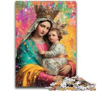 Rompecabezas de 1000 Piezas para Adolescentes Retrato de María La Madre Juguetes Juegos educativos Alivio del estrés Interacción Entre Padres e Hijos para Mayores de 14 años 50x75cm