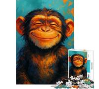 Rompecabezas de 1000 Piezas para Adolescentes Retrato de Mono Sonriente Rompecabezas para Adultos Juegos relajantes una Obra de Arte Regalos para Reducir el estrés (tamaño 38x26cm)
