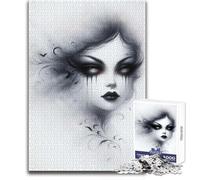 Rompecabezas de 1000 Piezas para Adolescentes, Retrato de Mujer gótica con lágrimas Negras, Acogedor y Relajante, Divertido, Ajuste, Juguete de Alta precisión, tamaño 38x26cm