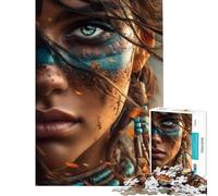 Rompecabezas de 1000 Piezas para Adolescentes Retrato de Mujer nativa Americana en Primer Plano Rompecabezas para Adultos Juegos Divertidos Que mejoran la Memoria y ayudan a ejercitar el Cerebro