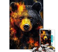Rompecabezas de 1000 Piezas para Adolescentes Retrato de Oso de Fuego Rompecabezas para Adultos Juego práctico decoración del hogar interacción Entre Padres e Hijos (tamaño 50x75cm)