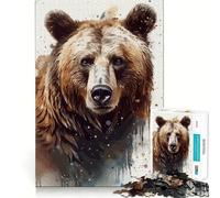 Rompecabezas de 1000 Piezas para Adolescentes Retrato de Oso Pardo en Acuarela,Ajuste, Juego Inteligente,Actividad para el Cerebro,Tiempo de Juego Relajante,Actividad de cumpleaños (38x52cm)