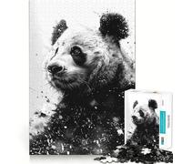 Rompecabezas de 1000 Piezas para Adolescentes Retrato de Panda en Blanco y Negro,Acuarela,Juego desarrollar la coordinación cognitiva,Regalo Relajante,Actividad Divertida para cumpleaños