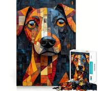 Rompecabezas de 1000 Piezas para Adolescentes Retrato de Perro cubista con Corte preciso,Juego para ejercitar la Mente,Juego para Relajarse,Arte navideño para el Tiempo Libre 38x26cm