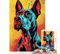 Rompecabezas de 1000 Piezas para Adolescentes Retrato de Perro en Estilo Pop Art Juegos educativos Una Obra de Arte Juguetes para armar con póster y Hoja de Preguntas a Juego (50x75cm)