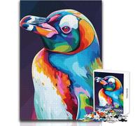 Rompecabezas de 1000 Piezas para Adolescentes, Retrato de pingüino Colorido, Juguete, Juego Intelectual, Vacaciones en casa, Pasatiempos, Regalo de Amigo Secreto, tamaño 38x52cm