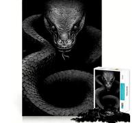 Rompecabezas de 1000 Piezas para Adolescentes Retrato de Serpiente Negra,Juego de articulación, Juego cognitivo,Regalo,Juego Relajante,Actividad Divertida para cumpleaños (50x75cm)