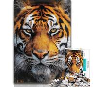 Rompecabezas de 1000 Piezas para Adolescentes, Retrato de Tigre, Ideal para Pasar el rato en casa, con póster y Hoja de Trivia a Juego (38x26cm)