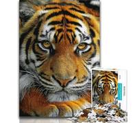 Rompecabezas de 1000 Piezas para Adolescentes, Retrato de Tigre, Juguete Educativo Intelectual descompresor, Toda la Familia, 75x50cm