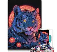 Rompecabezas de 1000 Piezas para Adolescentes, Retrato de Tigre neón, Juegos Familiares, decoración del hogar, Regalos de Amigo Secreto (50x75cm)