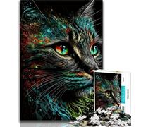 Rompecabezas de 1000 Piezas para Adolescentes, Retrato de un Hermoso Gato, Juego Educativo, decoración del hogar, Ideal para Escritorio (tamaño 75x50cm)