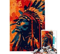 Rompecabezas de 1000 Piezas para Adolescentes Retrato de un Jefe Nativo Americano al Estilo Pop Art Ayuda a ejercitar el Cerebro Juegos educativos y Divertidos para Toda la Familia para Mayores Juego