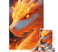 Rompecabezas de 1000 Piezas para Adolescentes Retrato de un majestuoso dragón ardiente Juguetes antiestrés Ideas de Regalo Juego Familiar Entrena tu Cerebro y Tus Manos tamaño 50x75cm